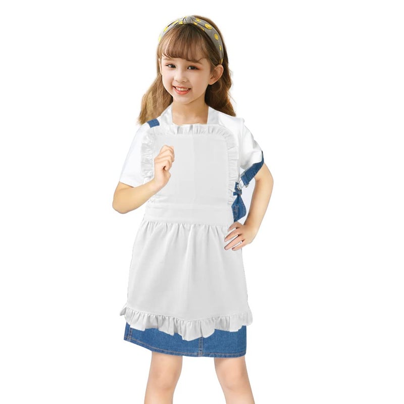 Love Potato Pure Cotton White Children Princess Ruffle Cooking Apron for Kids 2-4 Years Old - Image 1